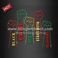 Black History Rhinestone Heat Transfer Juneteenth Iron ons for Shirts